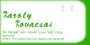 karoly kovacsai business card